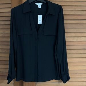 White House Black Market Elegant Black Blouse